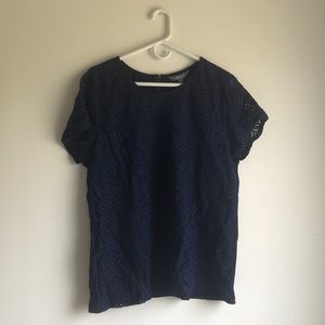 Women’s navy blouse (necklace sold with/without)
